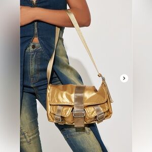 Fashion Nova Gold Crossbody Bag New With Tags